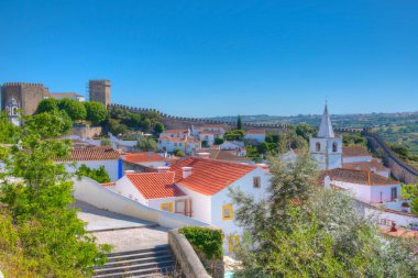 Portekiz 'deki Obidos şatosunun manzarası