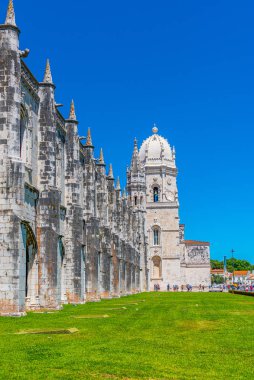 Belem, Lizbon, Portekiz 'de Mosteiro dos Jeronimos manzarası