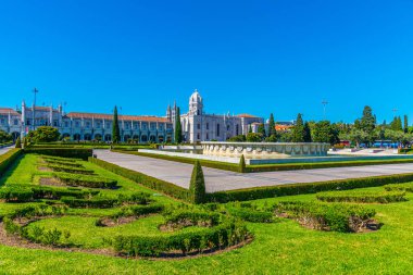 Belem, Lizbon, Portekiz 'de Mosteiro dos Jeronimos manzarası