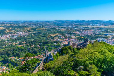 Portekiz, Sintra 'daki bozkır şatosunun manzarası