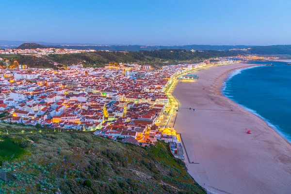 Coucher de soleil sur Nazare au Portugal — Photo