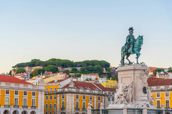 Vista al atardecer de la plaza Praca do Commercio en Lisboa, Portugal — Foto de Stock