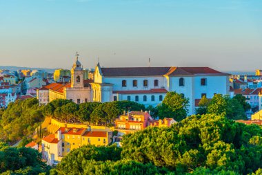 Graca bakış açısıyla Lizbon 'un havadan görünüşü, Portekiz