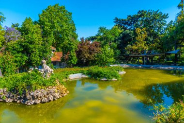 Lizbon, Portekiz 'deki Jardim da Estrela bahçesi manzarası