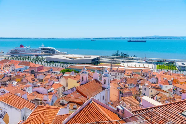 Aerial view of cruise terminal in Lisbon, Portugal