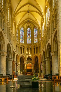 Brüksel, Belçika, 4 Ağustos 2018: Katedralin İçi 