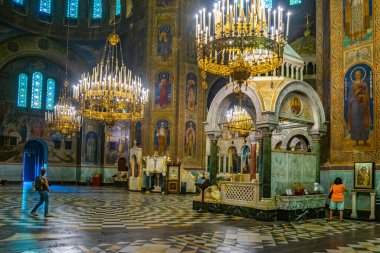 Sofya, Bulgaristan, 2 Eylül 2018: Katedralin İçi