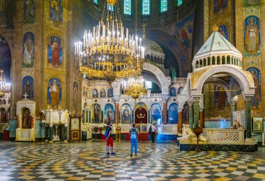 Sofya, Bulgaristan, 2 Eylül 2018: Katedralin İçi