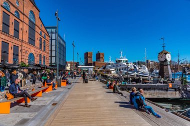 Oslo, Norveç, 15 Nisan 2019: Oslo 'da belediye binası St