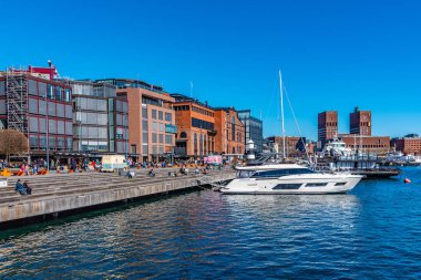 Oslo, Norveç, 15 Nisan 2019: Oslo 'da belediye binası St