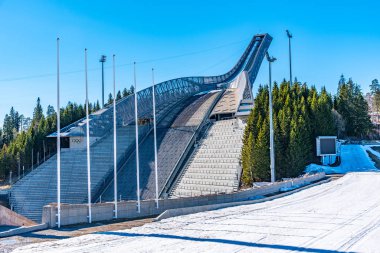 Oslo, Norveç, 15 Nisan 2019: Holmenkollen atlama stadyumu