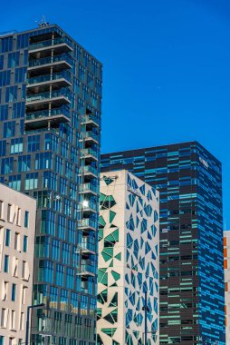 Oslo, Norveç, 15 Nisan 2019: Oslo 'daki gökdelenlerin silueti, No.