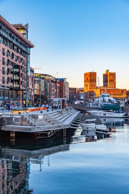 Oslo, Norveç, 15 Nisan 2019: Oslo 'da belediye binası St