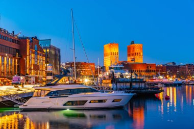 Oslo, Norveç, 15 Nisan 2019: Oslo 'da belediye binası St