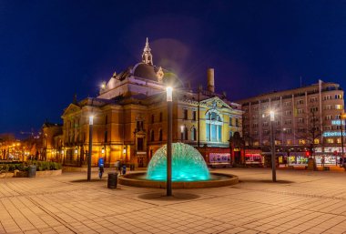 Oslo, Norveç, 15 Nisan 2019: Ulusal Tiyatro Gece Görüşü