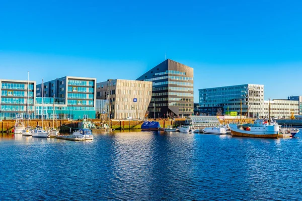 TRONDHEIM, NORWAY, APRIL 17, 2019: View of Trondheim marina in N — Stock Photo, Image