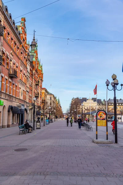 SUNDSVALL, SWEDEN, APRIL 18, 2019: View of Stora torget square i — Stock Photo, Image