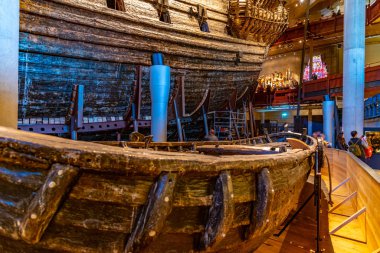 Stockholm, İsveç, 20 Nisan 2019: Büyük, restore edilmiş Vasa gemisi