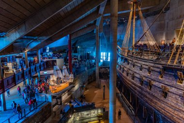 Stockholm, İsveç, 20 Nisan 2019: Büyük, restore edilmiş Vasa gemisi
