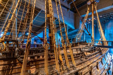Stockholm, İsveç, 20 Nisan 2019: Büyük, restore edilmiş Vasa gemisi