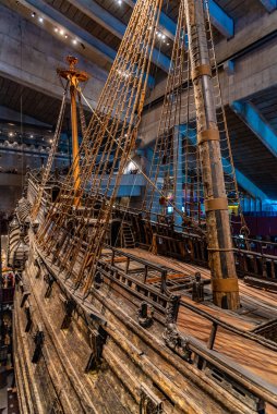 Stockholm, İsveç, 20 Nisan 2019: Büyük, restore edilmiş Vasa gemisi