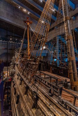 Stockholm, İsveç, 20 Nisan 2019: Büyük, restore edilmiş Vasa gemisi