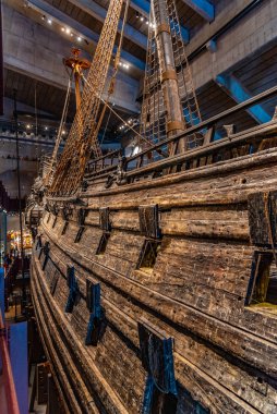Stockholm, İsveç, 20 Nisan 2019: Büyük, restore edilmiş Vasa gemisi