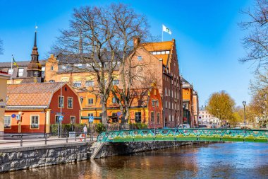 Uppsala, İsveç, 22 Nisan 2019: Riv 'in yanında önemli binalar