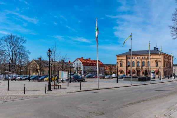 NORA, SWEDEN, 19 апреля 2019 года: Вид на главную площадь в Норе, S — стоковое фото
