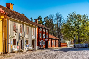 Linkoping, İsveç, 23 Nisan 2019: Geleneksel kereste ho manzarası