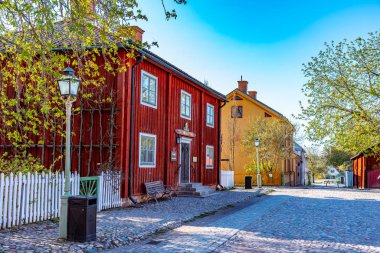 Linkoping, İsveç, 23 Nisan 2019: Geleneksel kereste ho manzarası