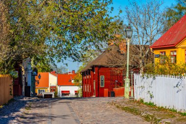 Linkoping, İsveç, 23 Nisan 2019: Geleneksel kereste ho manzarası