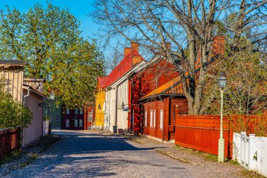 Linkoping, İsveç, 23 Nisan 2019: Geleneksel kereste ho manzarası