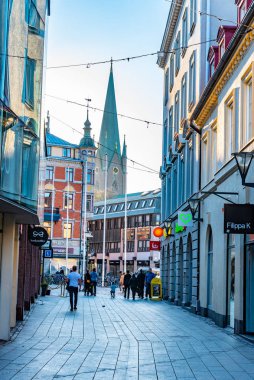 Linkoping, İsveç, 23 Nisan 2019: L merkezinde bir cadde görüntüsü