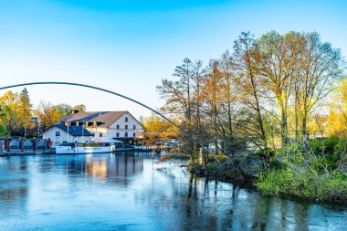 Linkoping, İsveç, 23 Nisan 2019: Riverside of Stangan River in