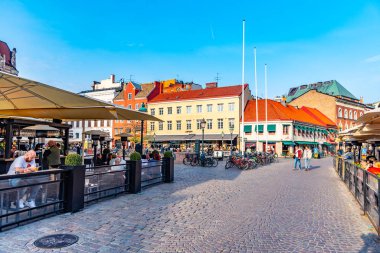 Malmö, İsveç, 24 Nisan 2019: Malmö 'deki Lila Torg Meydanı