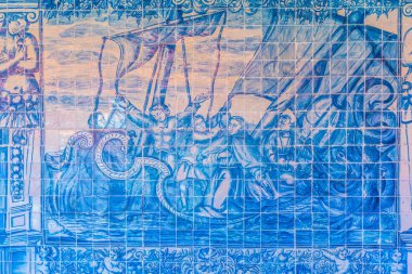 Viseu, Portekiz, 20 Mayıs 2019: Azulejo Mozaikleri Katedral 'de 