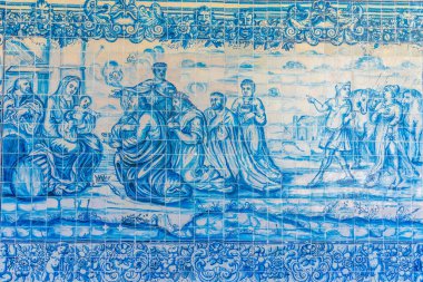 Viseu, Portekiz, 20 Mayıs 2019: Azulejo Mozaikleri Katedral 'de 