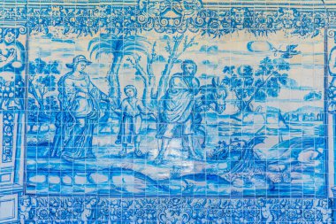 VISEU, PORTUGAL, MAY 20, 2019: Azulejo mosaics at the cathedral  clipart