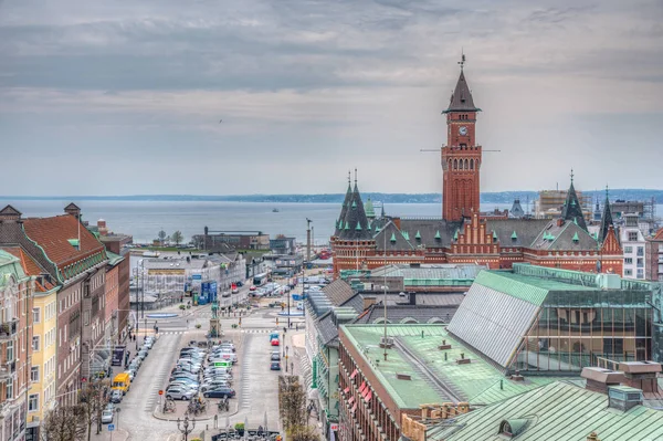 HELSINGBORG, SWEDEN, APRIL 24, 2019: View of a street in central — Stock Photo, Image