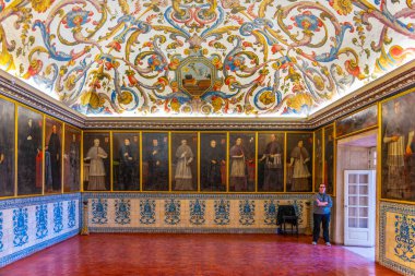 Coimbra, Portekiz, 21 Mayıs 2019: Madalyalı bir salonun manzarası