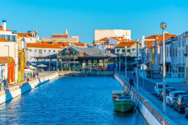 Aveiro, Portekiz, 21 Mayıs 2019: Cais dos Botiroes Kanalı