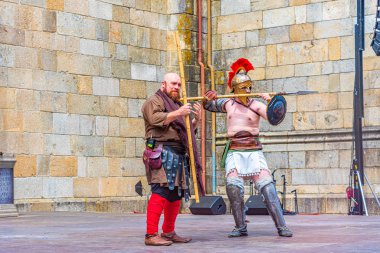 Braga, Portekiz, 23 Mayıs 2019: Braga Roma döneminde gladyatör gösterisi