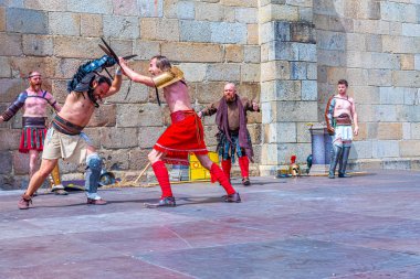 Braga, Portekiz, 23 Mayıs 2019: Braga Roma döneminde gladyatör gösterisi