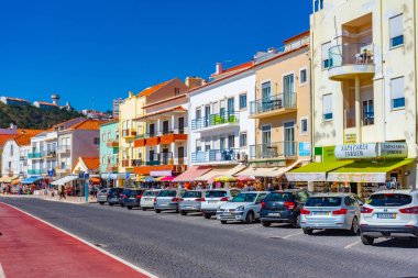Nazare, Portekiz, 28 Mayıs 2019: Portekiz 'deki Nazare' nin deniz manzarası