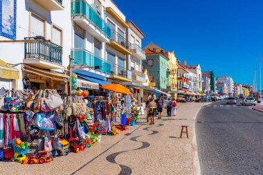 Nazare, Portekiz, 28 Mayıs 2019: Portekiz 'deki Nazare' nin deniz manzarası