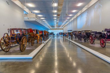 Lizbon, Portekiz, 29 Mayıs 2019: Belem, Lizbon, Portekiz 'deki milli koç müzesinin içi