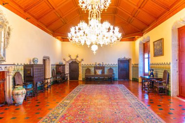 Sintra, Portekiz, 30 Mayıs 2019: Ulusal Sarayın İçi 