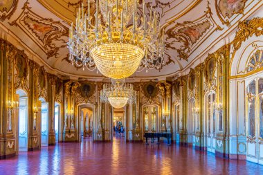 LISBON, PORTUGAL, MAY 31, 2019: Ballroom inside of the Queluz pa clipart
