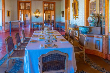 Lizbon, Portekiz, 31 Mayıs 2019: Quelu 'da yemek odası